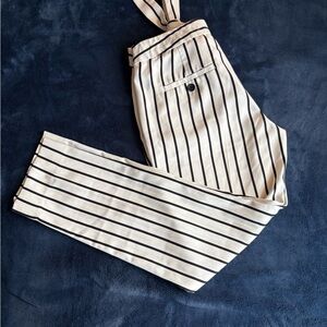 Banana Republic Cream and Black Striped Straight Leg Pants